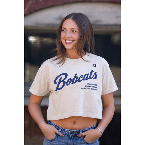UPTOP // MSU BOBCATS SCRIPT WOMEN'S RELAXED CROP TEE